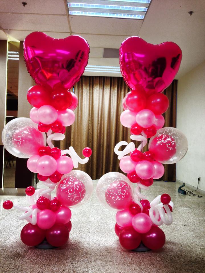 PAIR OF WEDDING BALLOON COLUMNS - PINK